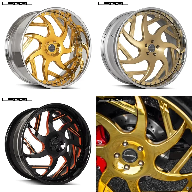 

i LSGZL 26 Inch Forged Wheels Deep Concave Wheel 5x130 5x114.3 5x20 5x112 Rim 5x127 6x139.7 Rims 19 2-piece Ring for Car