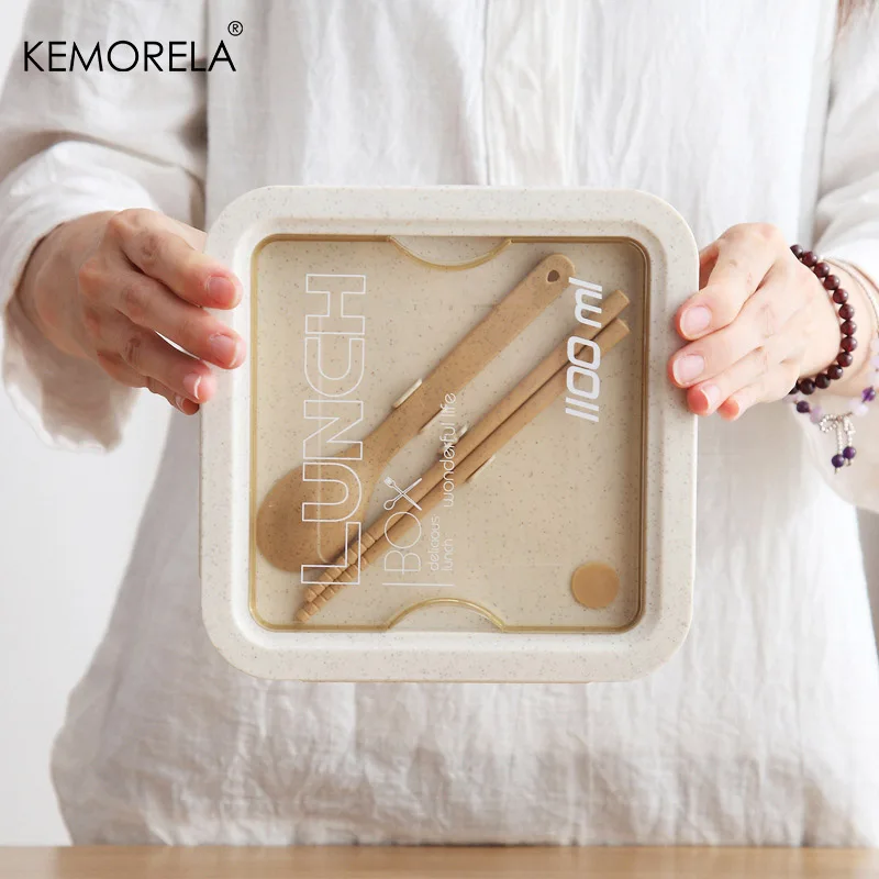 Wheat Straw Lunch Box Healthy BPA Free Bento Boxes Microwave Dinnerware Food Storage Container Soup Cup Lunch Box for Kids