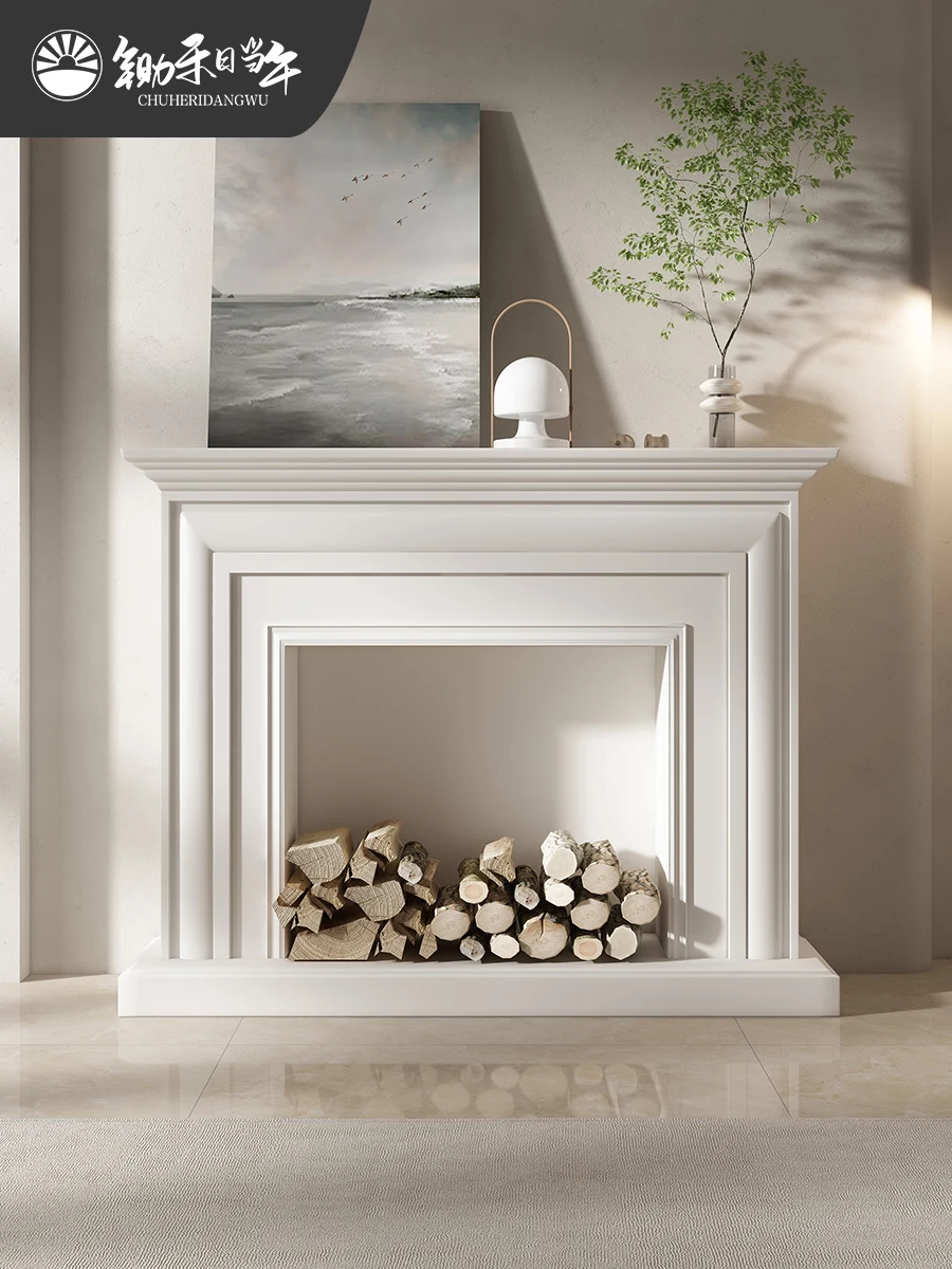 Modern minimalist fireplace wood decorative cabinet Italian grade simple wall stove frame