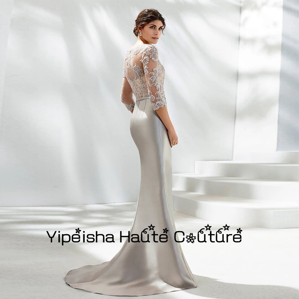 Yipeisha strapless moda assimétrica mãe de vestidos de noiva três quartos manga rendas casamento vestidos de festa 2022 piso comprimento