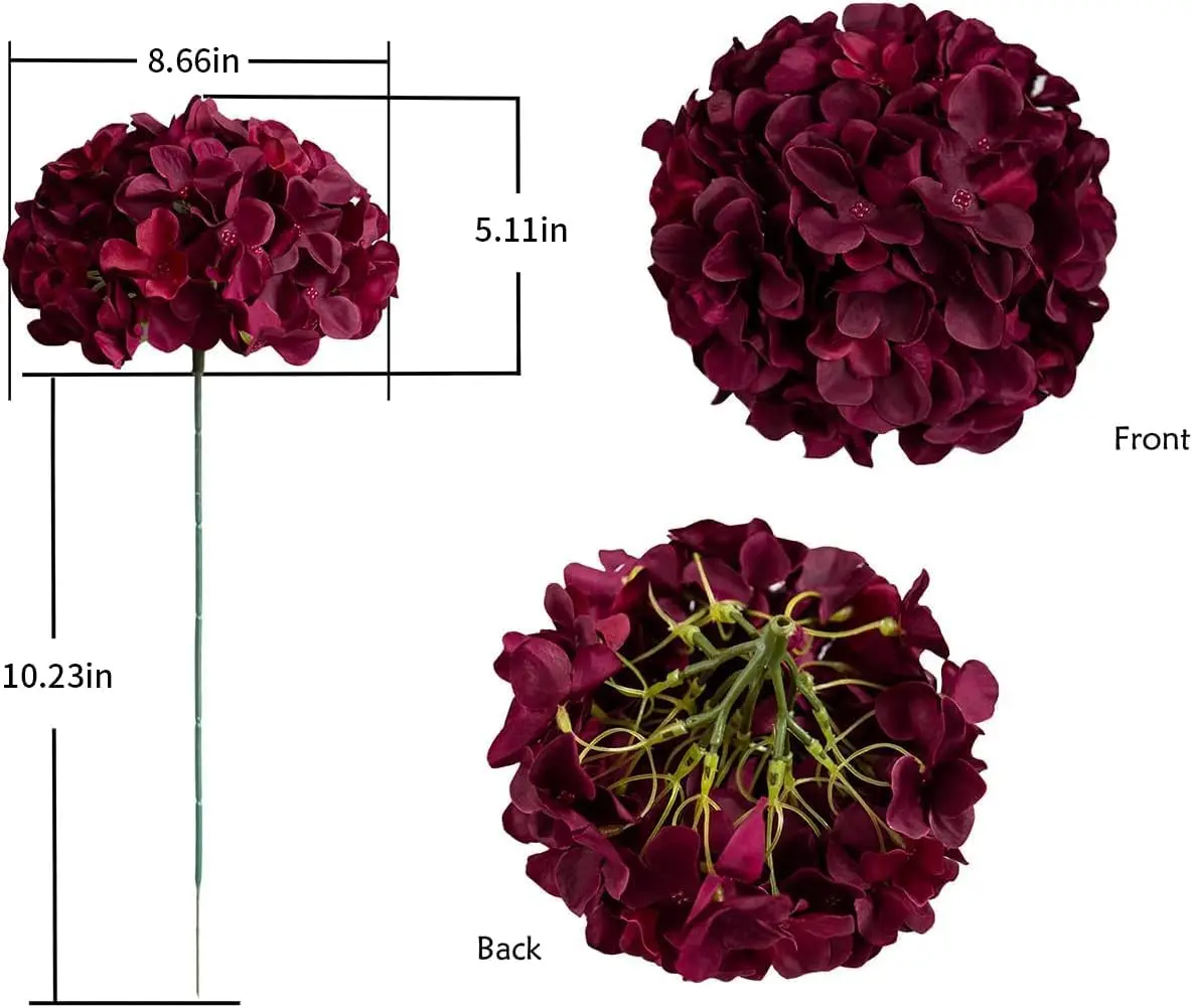 6 Stück 8,7 Zoll Seiden-Hortensien-Blütenköpfe mit Stielen, künstliche Hortensien-Blumen für DIY-Hochzeits-Mittelstück, Heimdekoration – Detail 18
