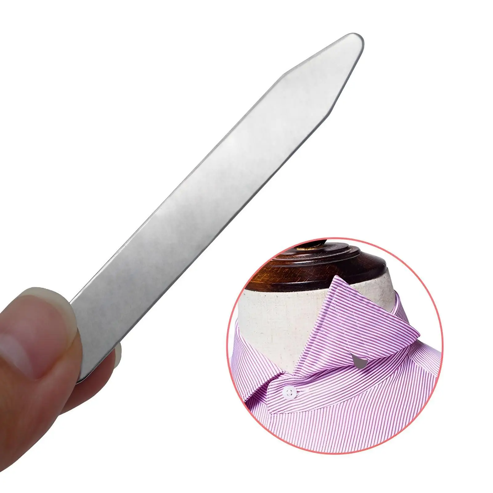 

Stainless Steel Shirt Collar Stays Men’s Crisp Insert Stiffeners Rounded Smooth Edges for Dress Suit Office