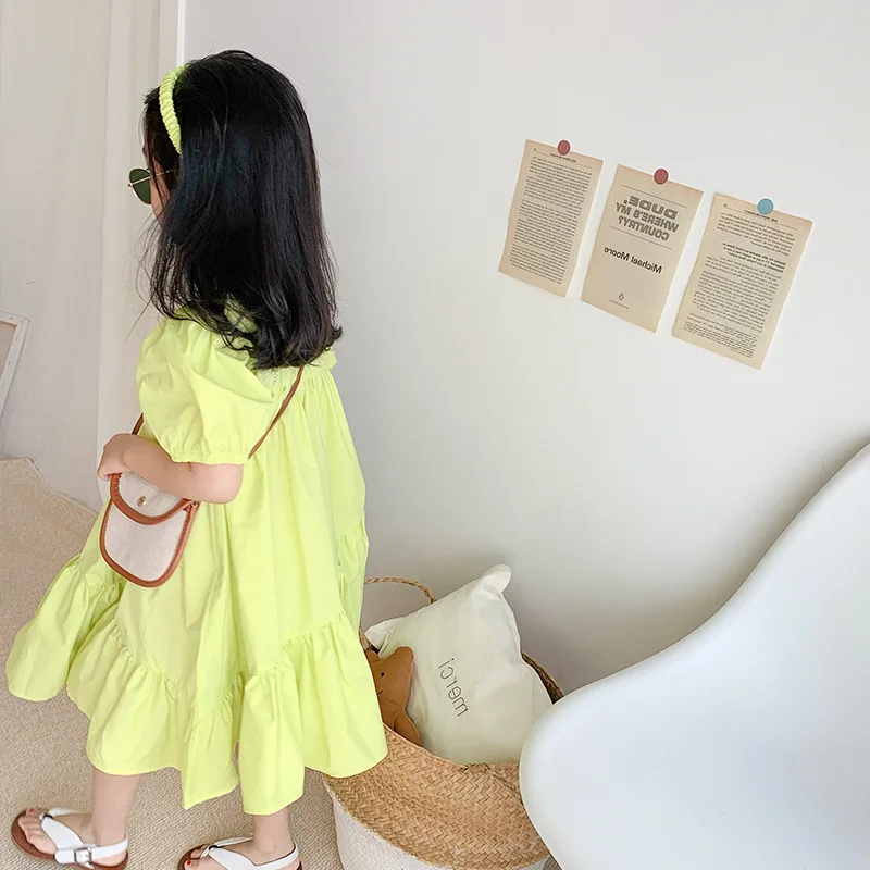 Children's Big Swing Dress Summer Girls Sweet Skirt Children Shirt3-8One-Piece Delivery for Children's Clothing