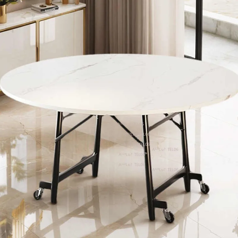 Foldable Dining Table Half Fold Round Table Mobile Simple Desk For Small Apartment Rental House Wholesale