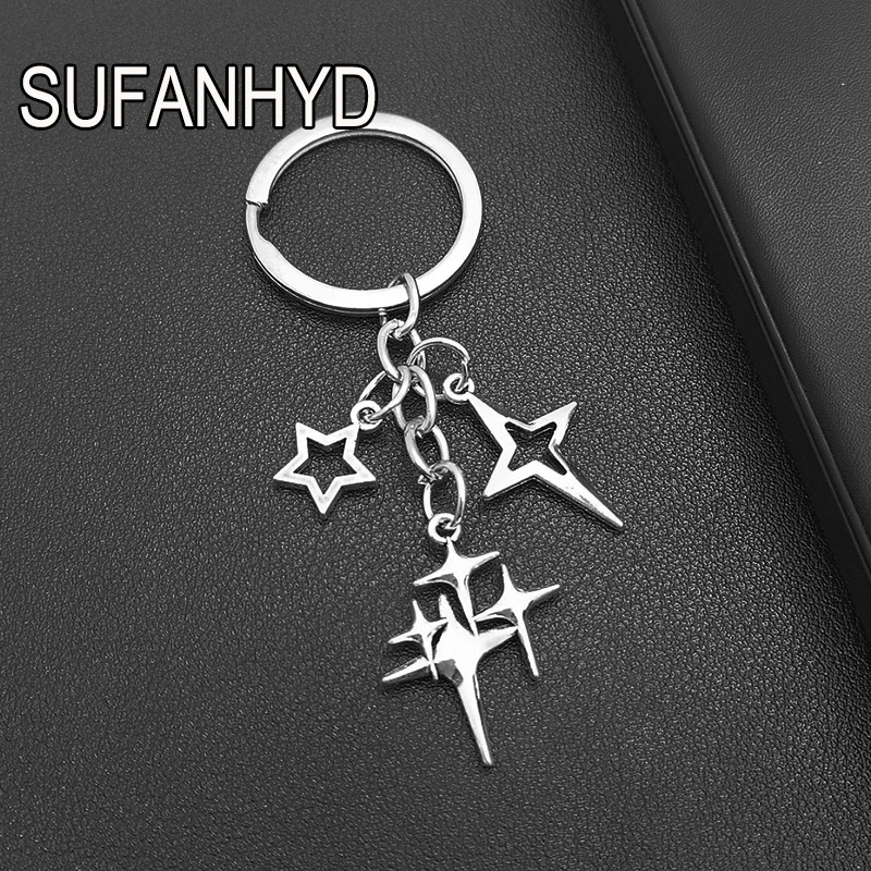 New Creative Star Keychains for Women Y2K Keychains Stars  Moon Metal Key Rings for Women Men Friendship Gift