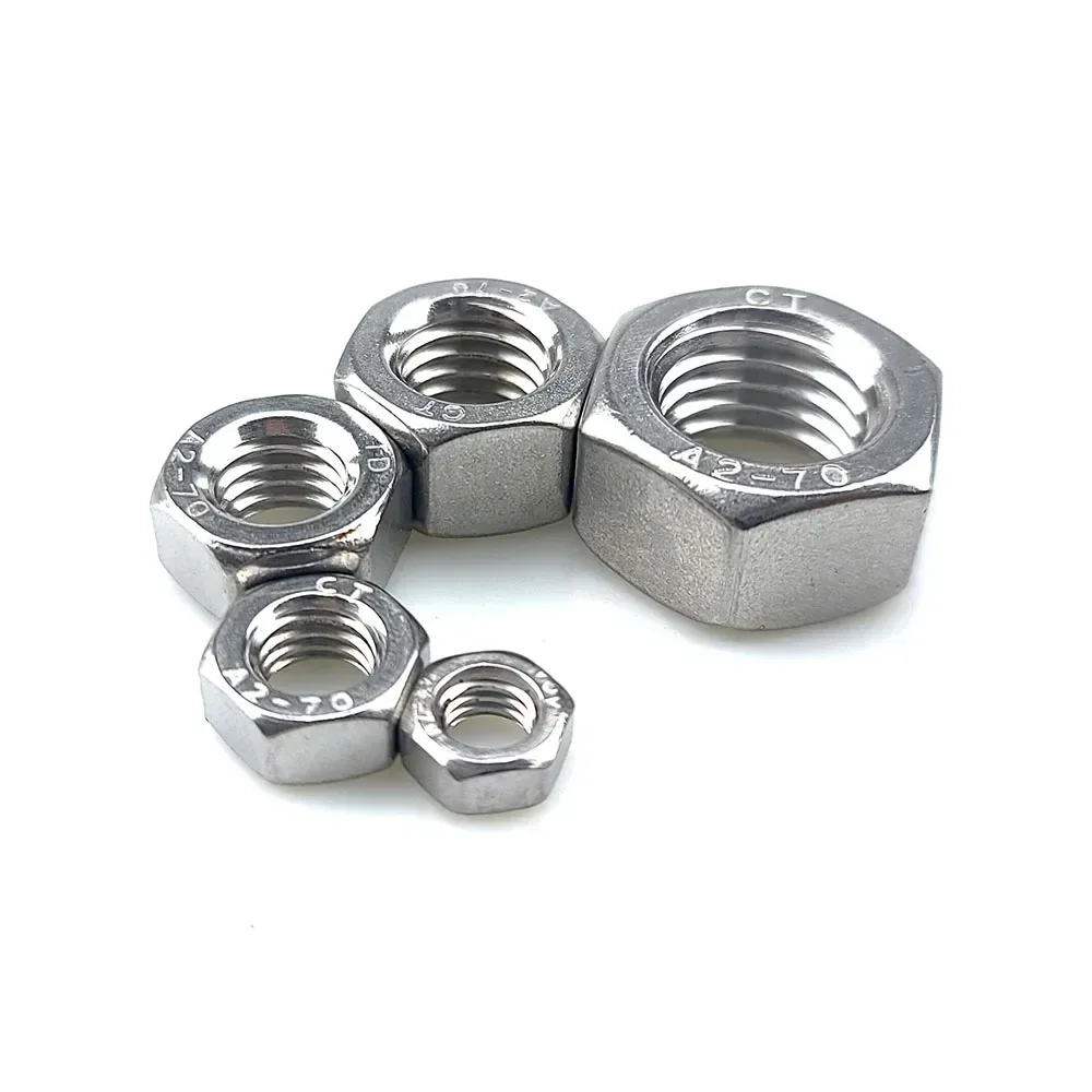 50/20/10pcs M3 M5 DIN 934 Hex Nut 304 Stainless Steel s Hexagon  M2 M2.5 M4 M6 M8  M10 Screw Cap Lock Bolt Metric thread