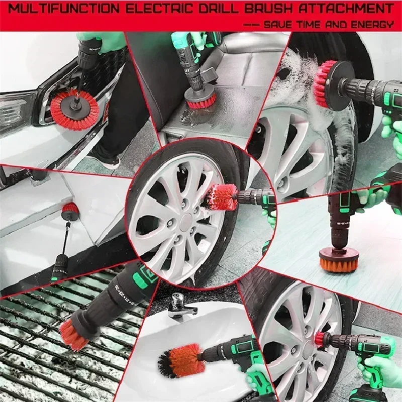 Brosse de perceuse à poils électriques ronds, ensemble d'outils de livres éloignés, brosses à récurer, outil de lavage de voiture, 3 pièces, 6 pièces, 11 pièces