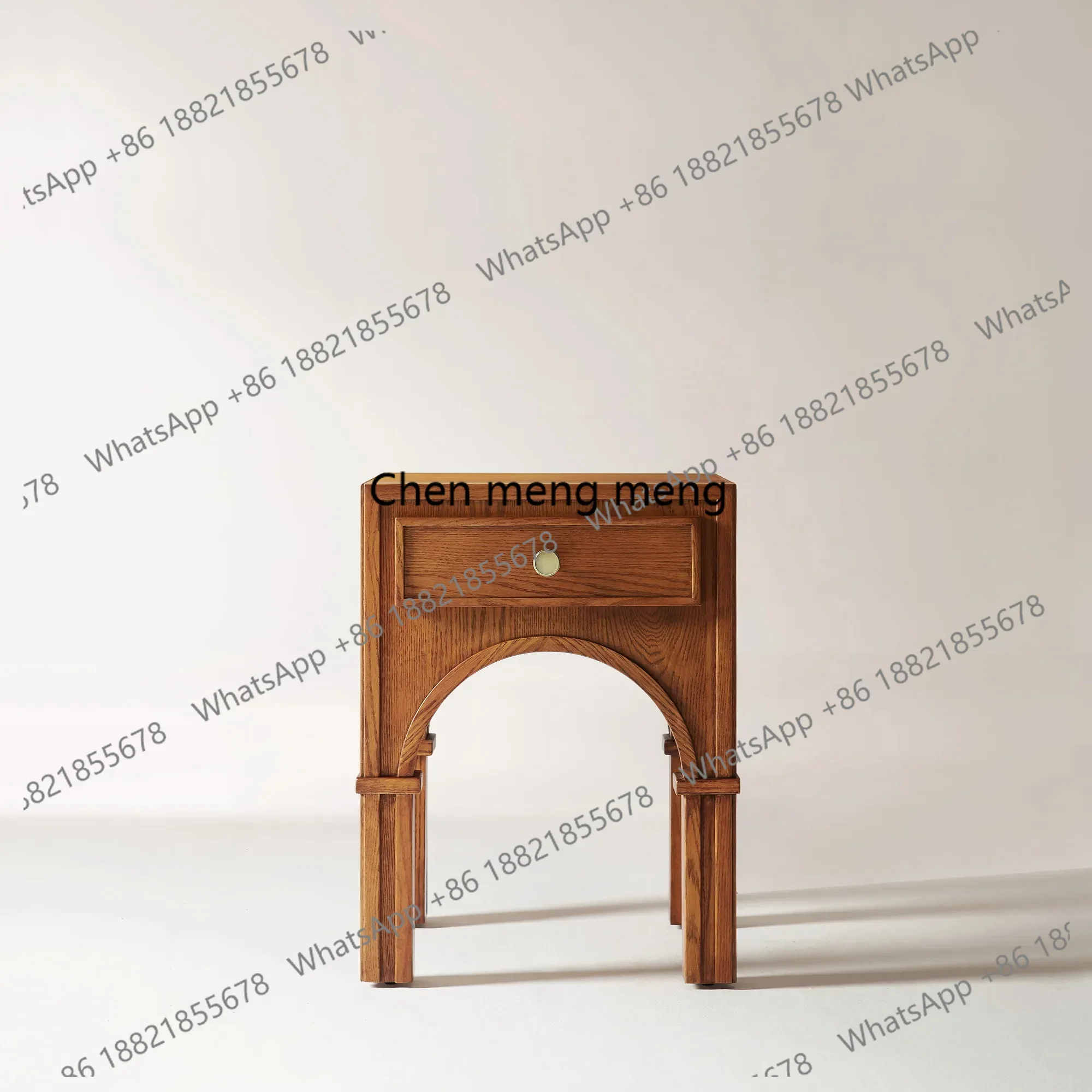 

Solid Wood Bedside Table Arched Side Table Bedroom Storage Drawer Cabinet Natural Wood Color Living Room Side Table Decoration