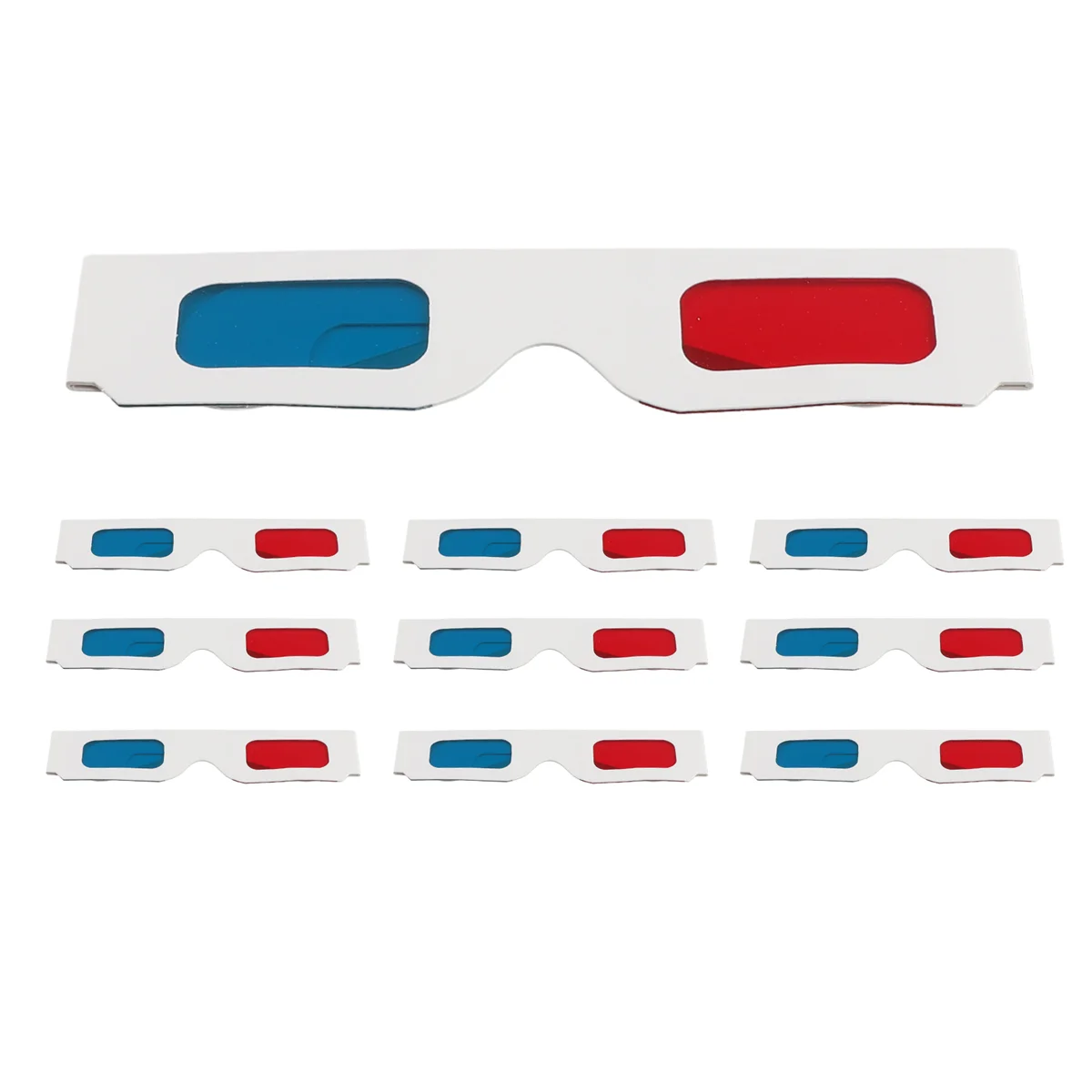 3D Glasses, 10 Pairs Red and Blue Paper Stereo Lenses for Movies Set Anaglyph Paper 3D Glasses