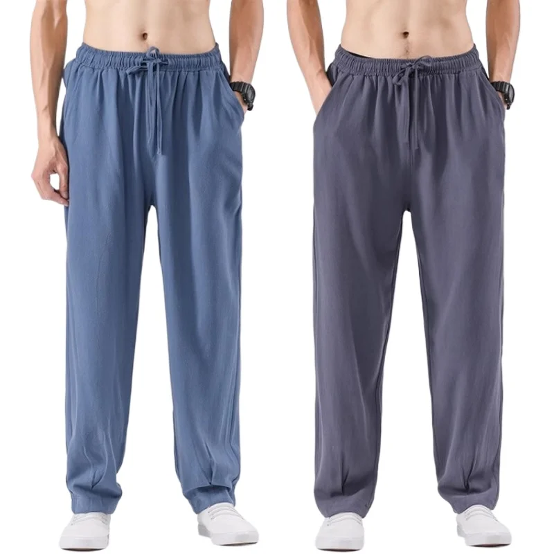 

Linen Pants for Men's Casual Pants, Chinese Style Loose Fitting Straight Leg Wide Leg Pants, Sports Cotton and Linen Pants