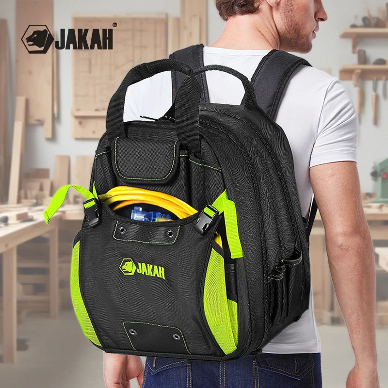 Jakah 42-Pockets Tool Backpack for Men,Heavy Duty Tools Organizer