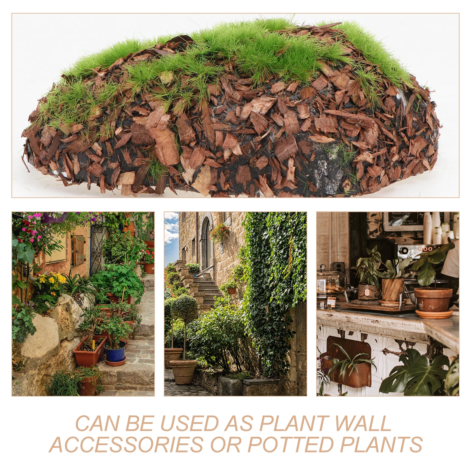 

6PCS Simulated Blocks Artificial Green Decor Durable Moss Stone Decor Vivid Decorative Moss Stone Resin Foam Plant