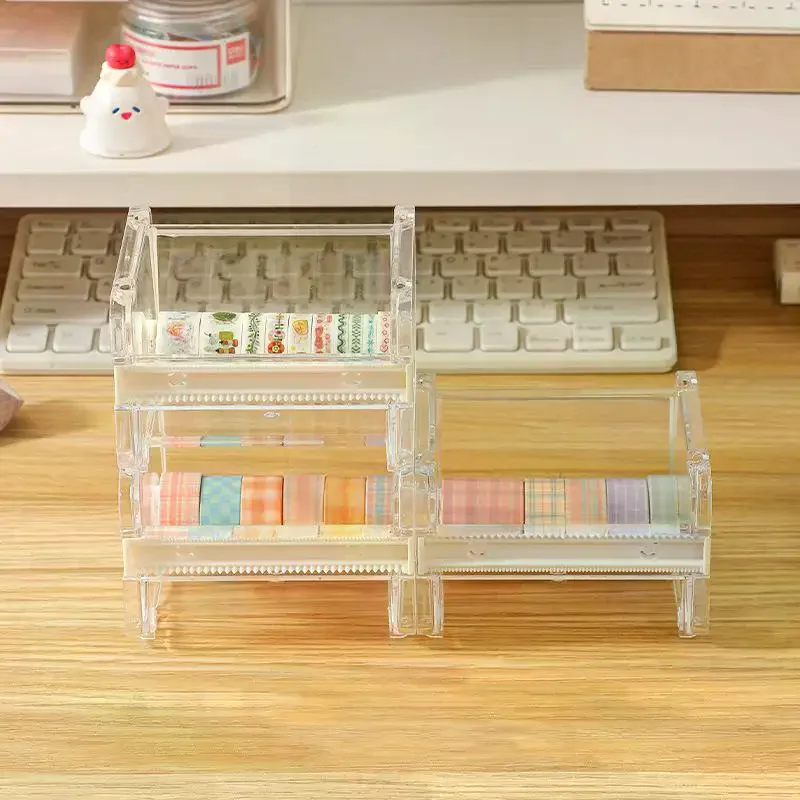 الإبداعية اشي الشريط القاطع مجموعة الشريط أداة شفافة حامل الشريط موزع اللوازم المدرسية مكتب القرطاسية للطلاب #5