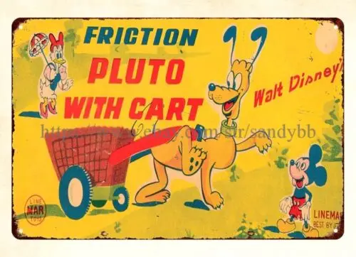 metal advertising plaques LINEMAR FRICTION PLUTO WITH CART TOY metal tin sign