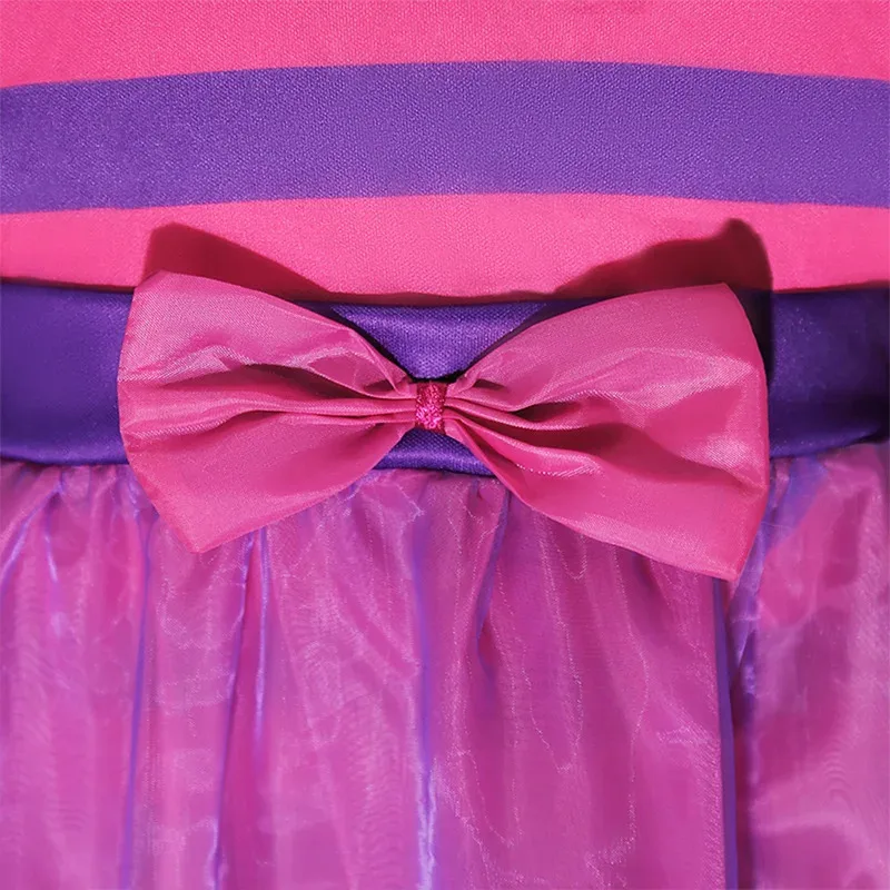 2025 22 crianças alice cosplay cheshire gato traje rosa roxo dos desenhos animados tule festa para meninas halloween fantasia vestido