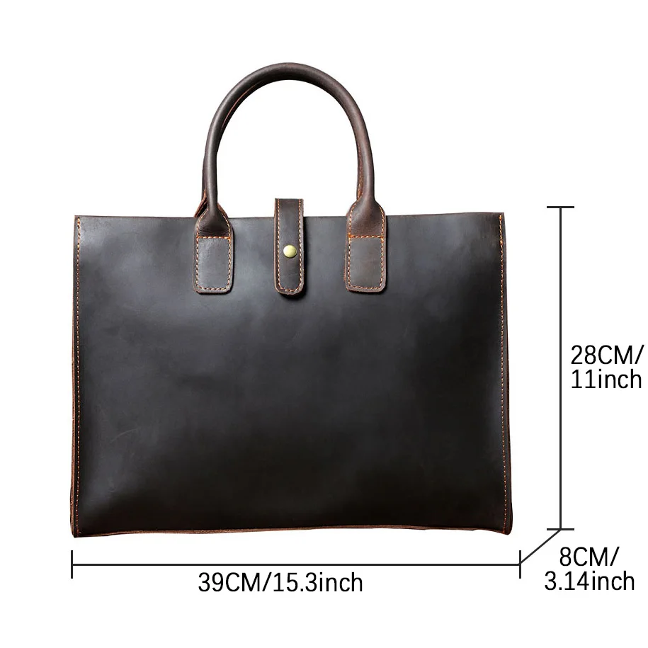 S.WORKER Handgefertigte Vintage-Leder-Aktentasche | Einfache Herren-Business-Handtasche 14" Laptop-Tasche – Detail 3