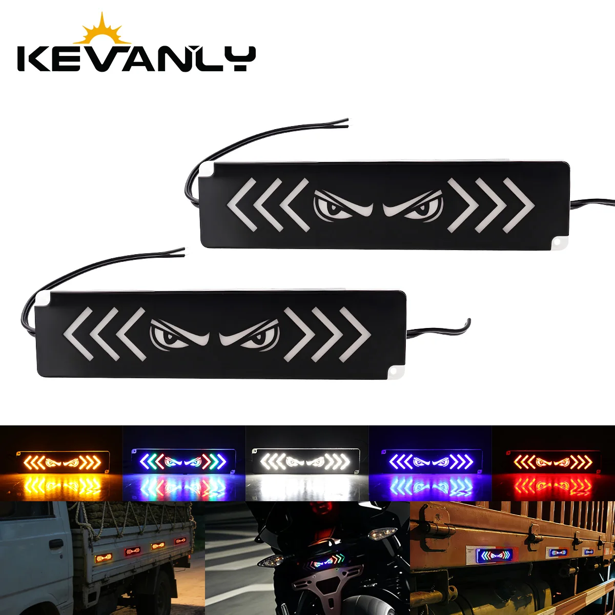 2pcs 12V Car Demon Eye LED Side Marker Light Motorcycle LED Taillight Safety Warning Light Self-Adhesive Strobe Indicator Light