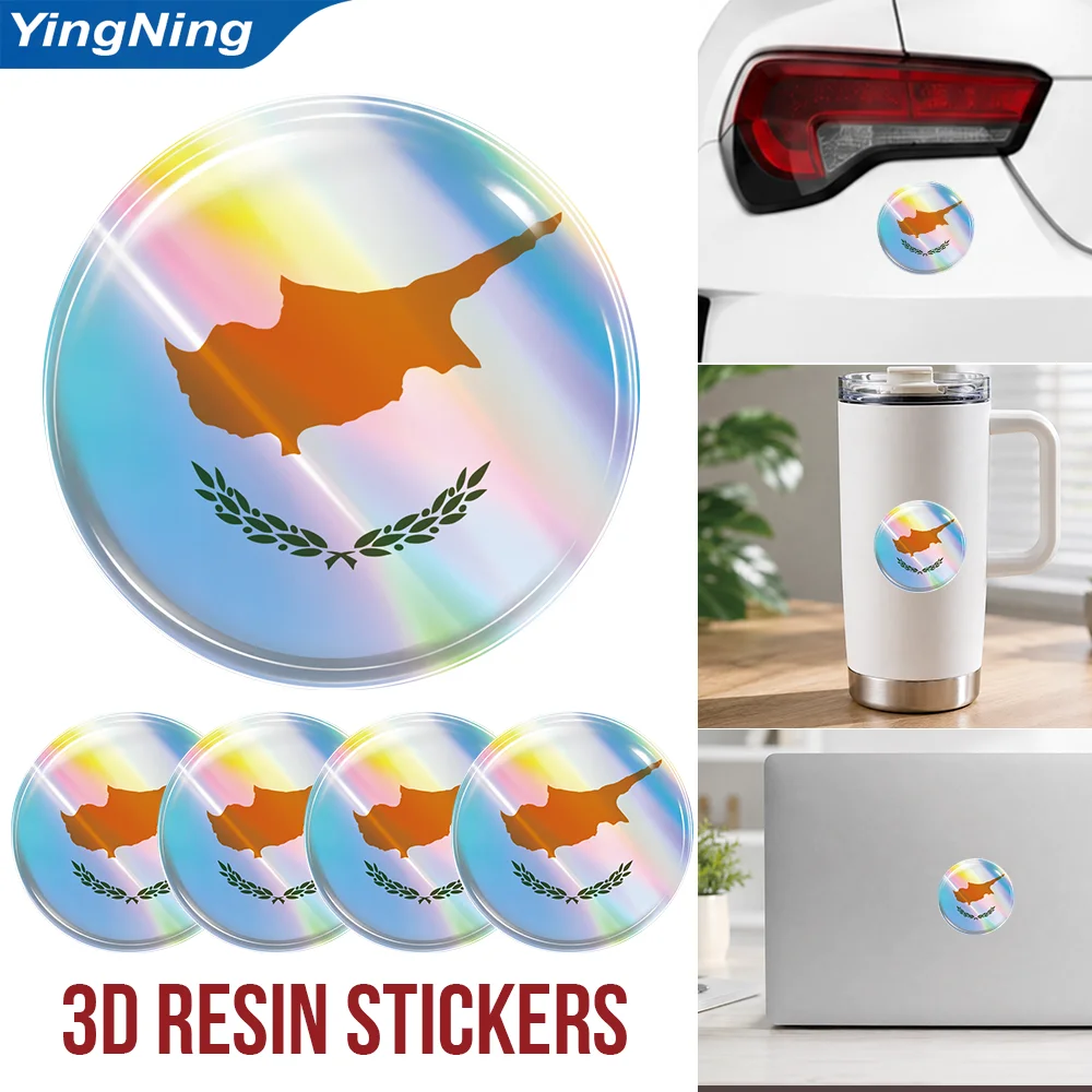 Cyprus Flag 3D Resin Domed Sticker Cypriot Island Map Olive Branch Emblem Self Adhesive Decal Car Laptop Motorcycle Decoration