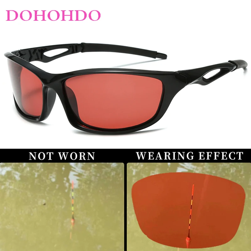 DOHOHDO New Trending Polarized Sunglasses Men Women 2023 Red Clear Lens Y2K Fishing Camping Hiking Polarising Lens Eyewear UV400