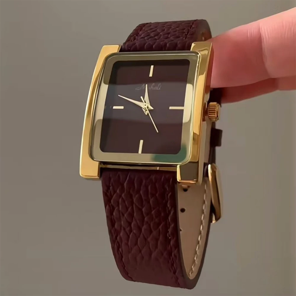 Vintage Temperament Simple square shape dial quartz belt Watch For women\'s girl Lady gift party Women\'s accessories wholesale
