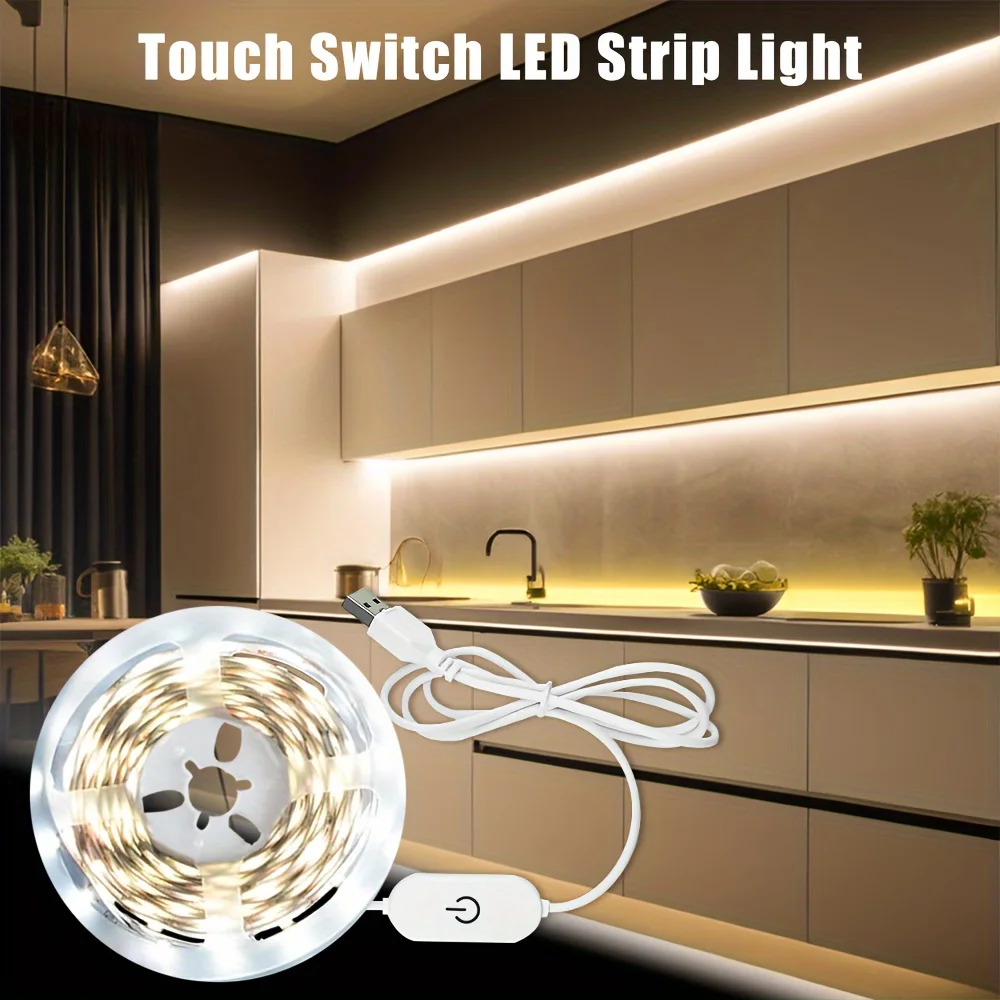 USB LED Strip Light Touch Sensing Flexible Ribbon Tape SMD2835 DIY TV Backlight Mirror Dimmer For Wardrobe Cabinet Decor