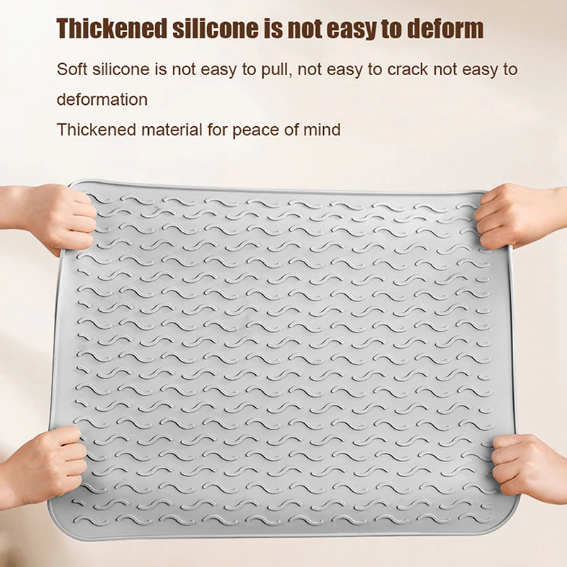 55*45cm/45*40cm Silicone Drying Mat Heat Resistant Non-Slip Draining Mat Kitchen Countertop Drip Tray Sink Pad