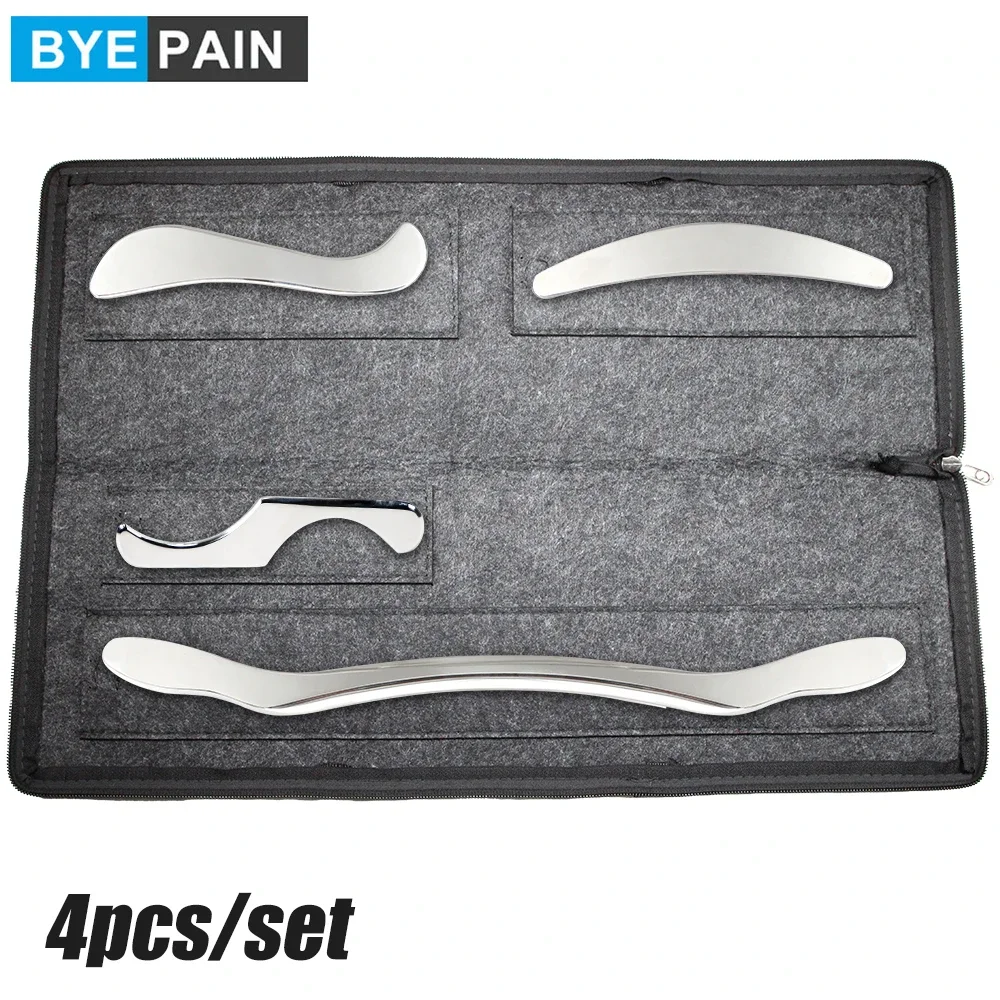 

BYEPAIN 4Pcs Stainless Steel Gua Sha Scraping Massage Tool Set IASTM Tools Great Soft Tissue Mobilization Tool