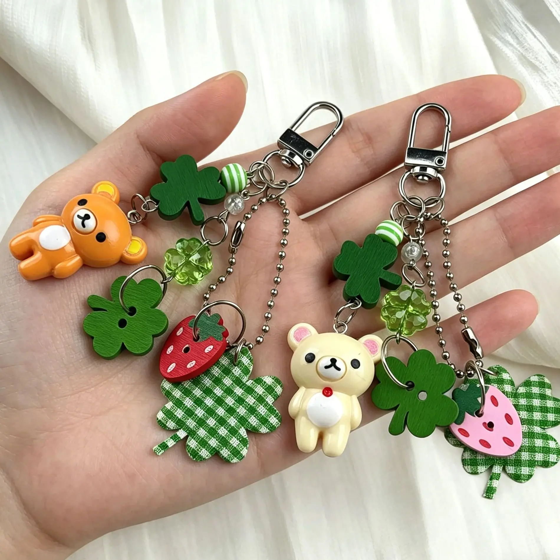 Kawaii Rilakkuma Bear Keyrings Doll Keychains Bag Clothing Puller Phone Camera Rope Necklace Accessories Pendants Gift