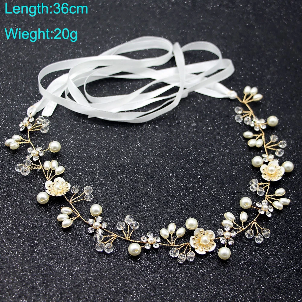 Handmade Vine Flower Bridal Tiara Headbands For Women Hair Ornaments Wedding Pearl Head Chain Hair Jewelry Girls Headpiece