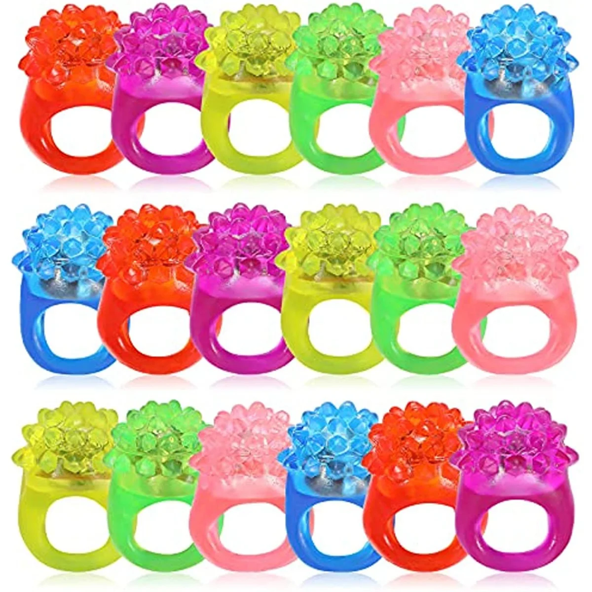 LED Light Up Ring Bumpy Rings Flashing LED Bumpy Ring Light-Up Toy Birthday Rewards Eggs Filler Glow Party Supplies