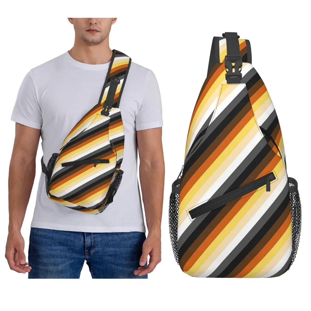 مثلي الجنس فخر العلم شريط LGBT GLBT مثليه حقيبة صدر للرجال الرجال الرافعة Crossbody على ظهره حقيبة صدر للرجال السفر التنزه Daypack حقيبة كتف