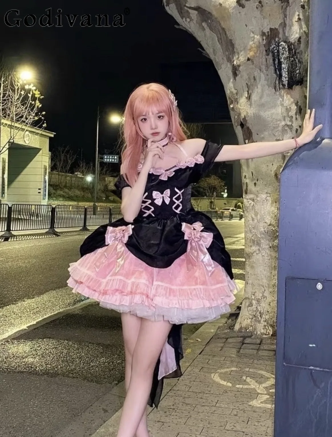 

Elegant Dream Japanese Original Lolita Halterneck Dress Birthday Party Bar Mitzvah Evening Dress Trailing Bow Princess Dresses