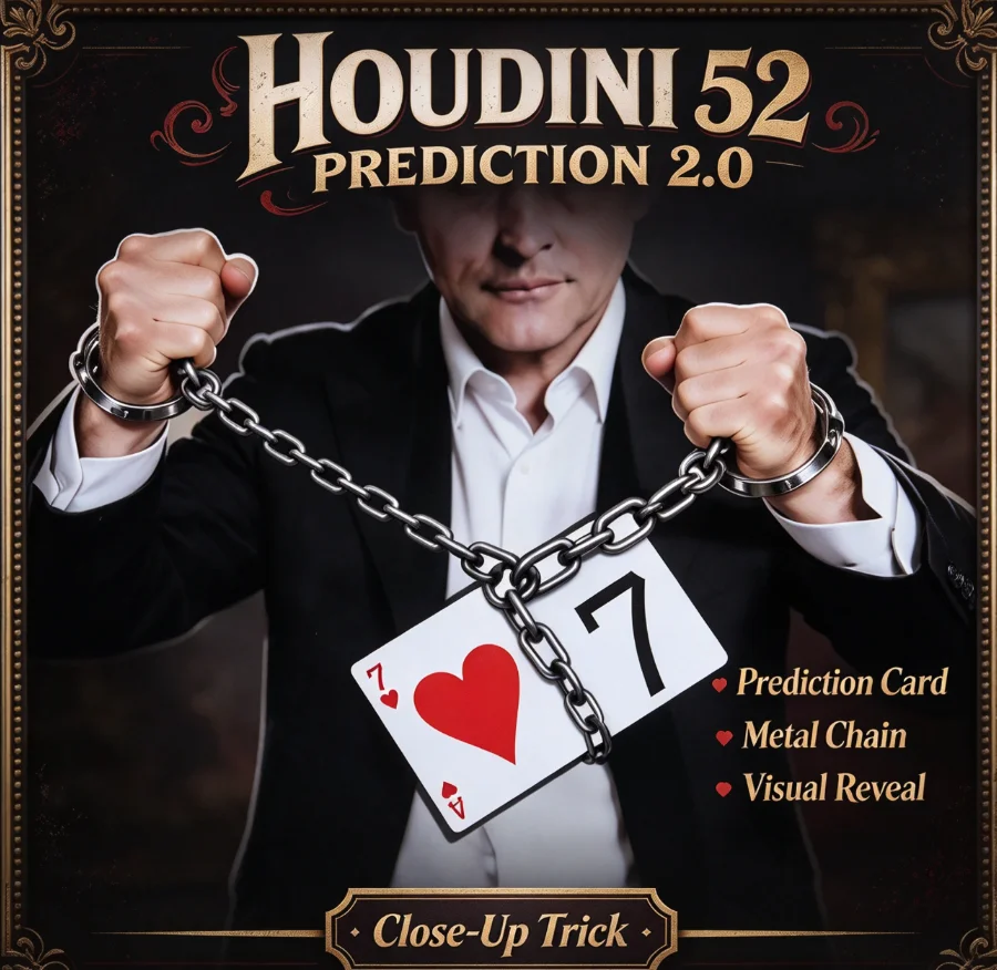 Houdini 52 Prediction 2.0 Magic Trick Card Prediction Mentalism Gimmick Close Up Stage Magician Illusion Prop Accessory