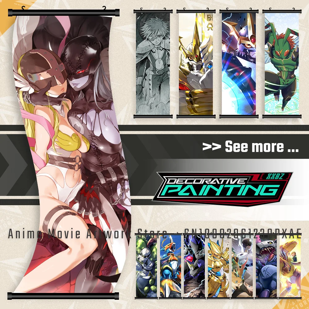 

Anime Print Scrolls Pictures Digimon Digital Monsters Canvas Home Decor Poster Bedside Background Wall Artwork Hanging Painting