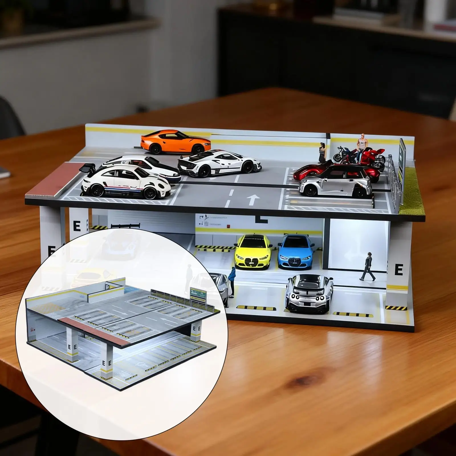 diorama-1-64-car-garage-model-for-diecast-model-cars-sturdy-2-tiered-collection-gift-with-parking-lot-scene-organizer-showcase