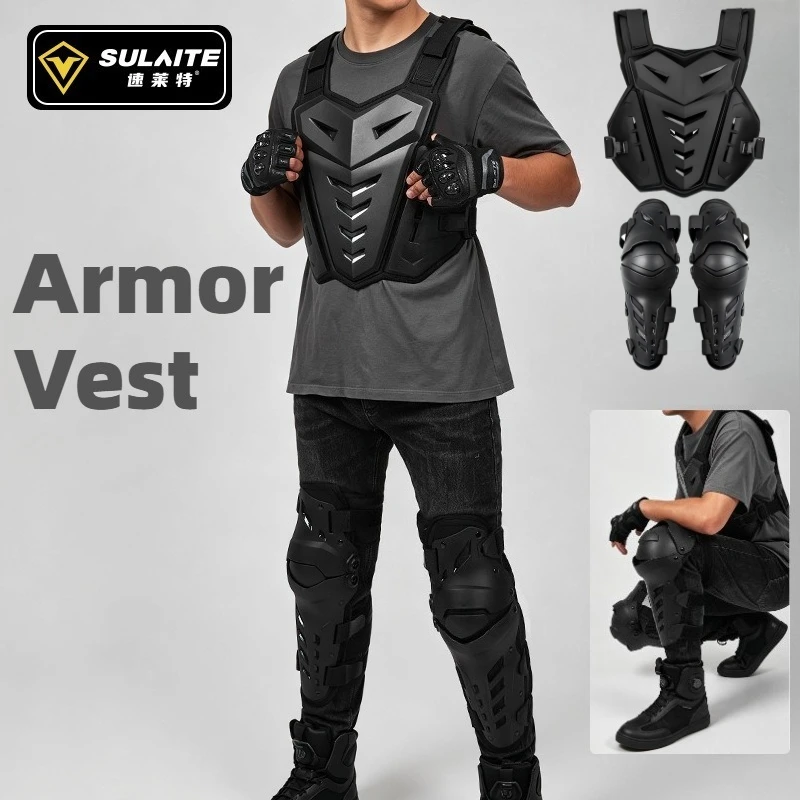SULAITE Pro Offroad Motocross Chest Protector & Knee Guards Armor Vest Breathable Summer Downhill Racing Protective Gear
