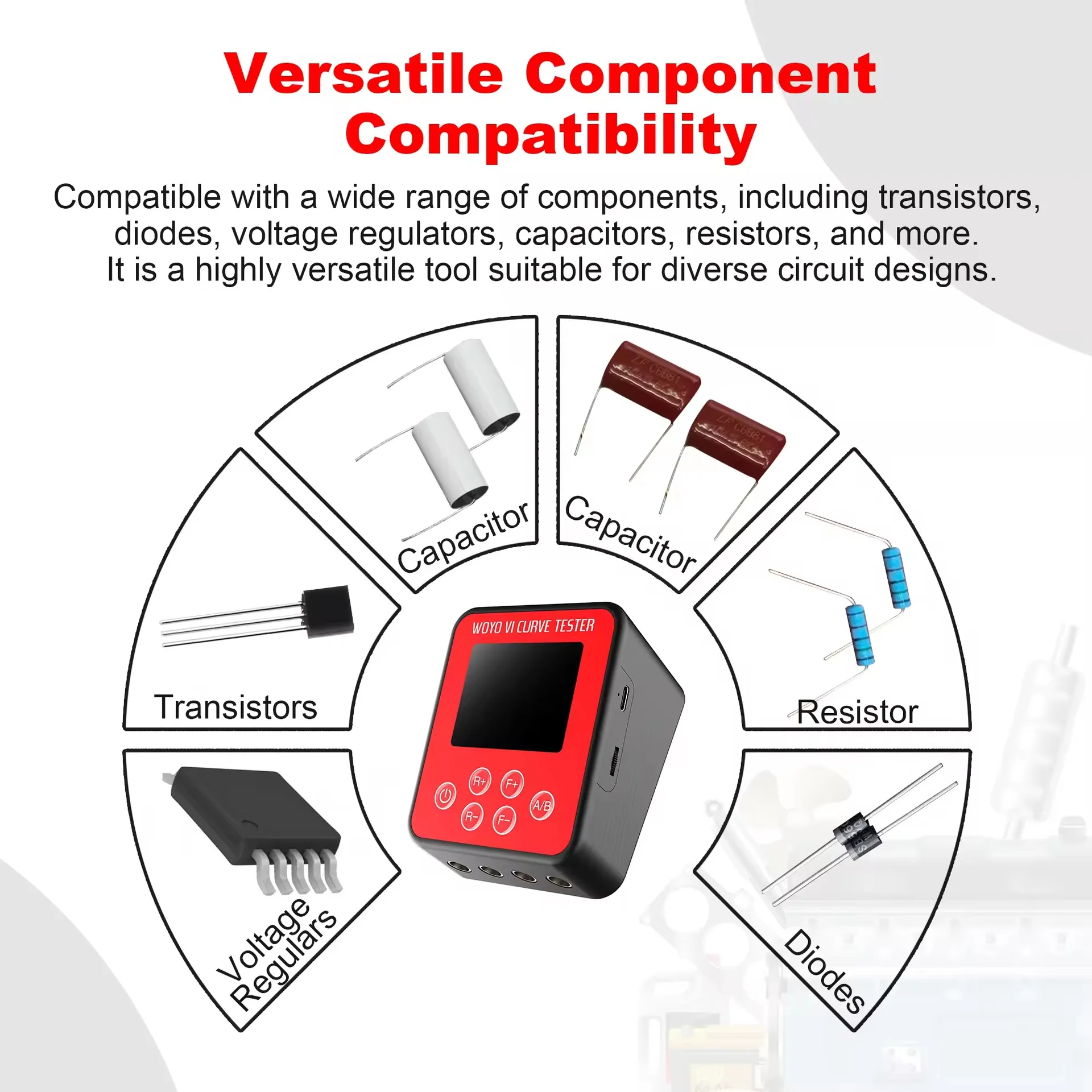 Dual-Channel VI Curve Tester with LCD for Transistor Capacitor Resistor Diodes Voltage Regulators Electronic Component Detection
