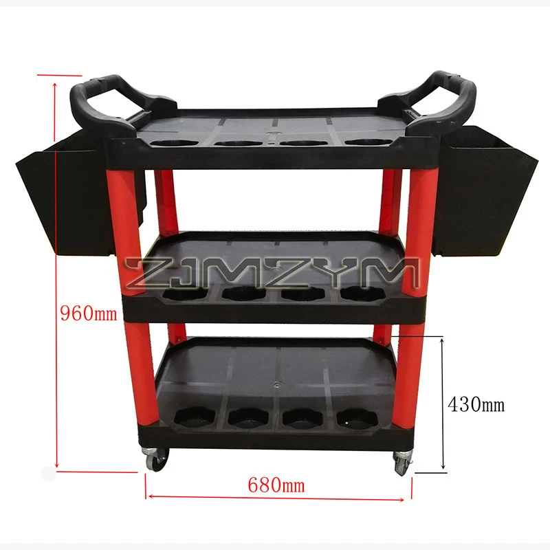 Car Wash Shop Car Beauty Tool Car Special Multi-function Plastic Three Layers Mobile Storage Trolley Shelf Toolbox