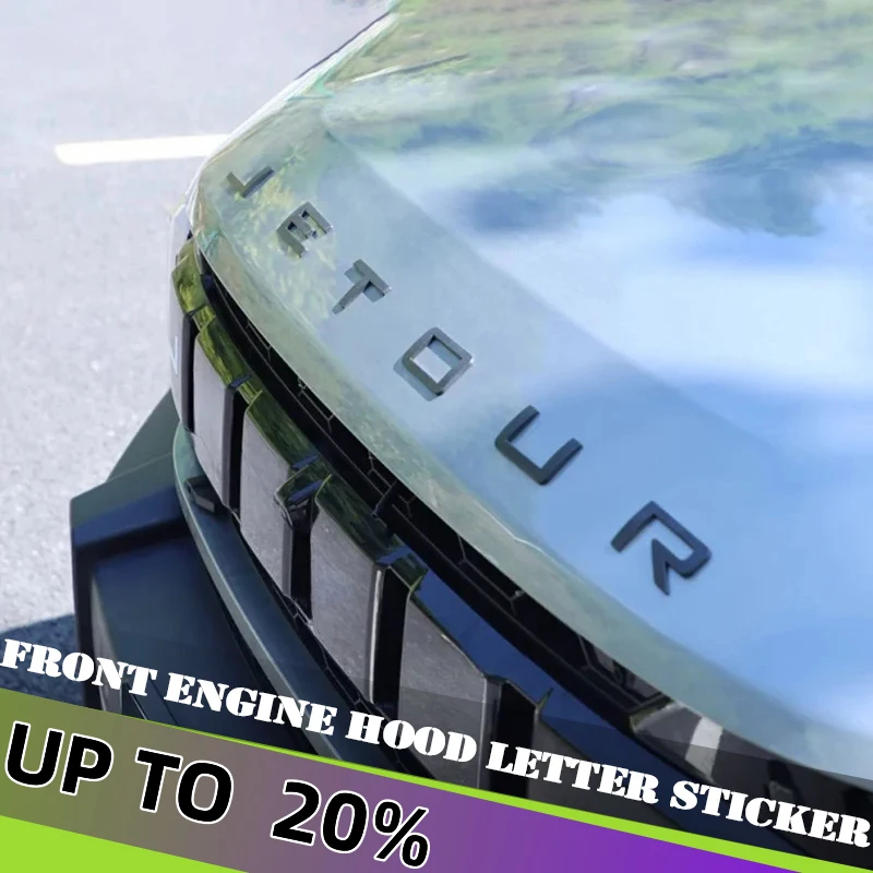 

Car Front Engine Hood Letter Sticker Fit for Jetour Traveller T2 2023 2024 2025 ABS Matte Black Hood Letter Sticker Accessories