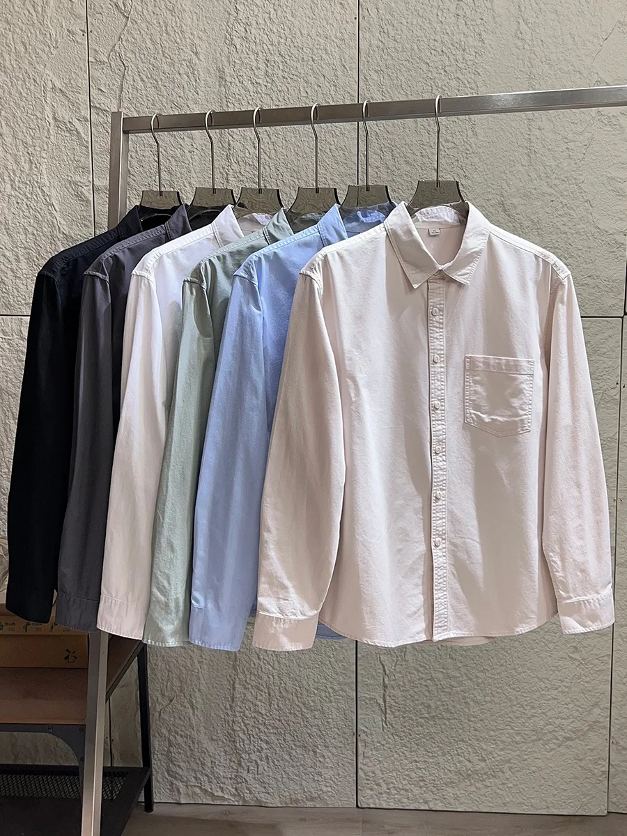 

Japanese Artistic Style Pure Cotton Oxford Cloth Men's Business Casual Long Sleeve Shirt Comfortable Soft Spring Summer Commu...