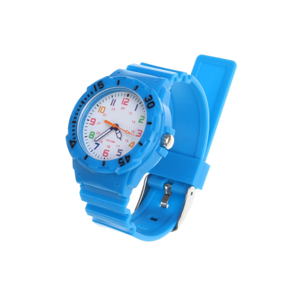 Adjustable Kids Wristwatch Waterproof Up to 50M Comfortable Quartz Timepiece for Boys Girls Outdoor Daily Wear Sky-Blue