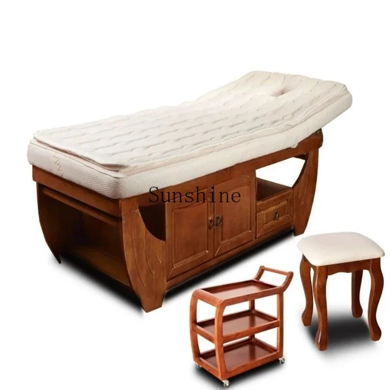 Beauty salon special latex cotton solid wood folding massage treatment bed  FT