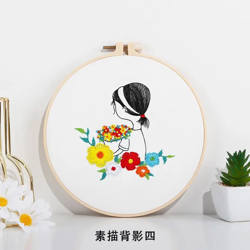 Łatwy szkic dziewczyna DIY zestaw do haftowania robótki dla początkujących Cross Stitch zestaw startowy Handmade krawiectwo prezent artystyczny hurt