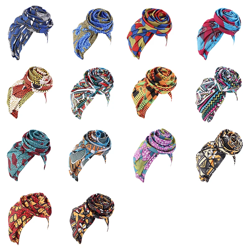 Neue Frauen Afrikanischen Druck Stretch Bandana Kopf Wrap Satin Floral Ankara Dashiki Hochzeit Party Kappe Beanie Moslemisches Hijab Motorhaube – Detail 2