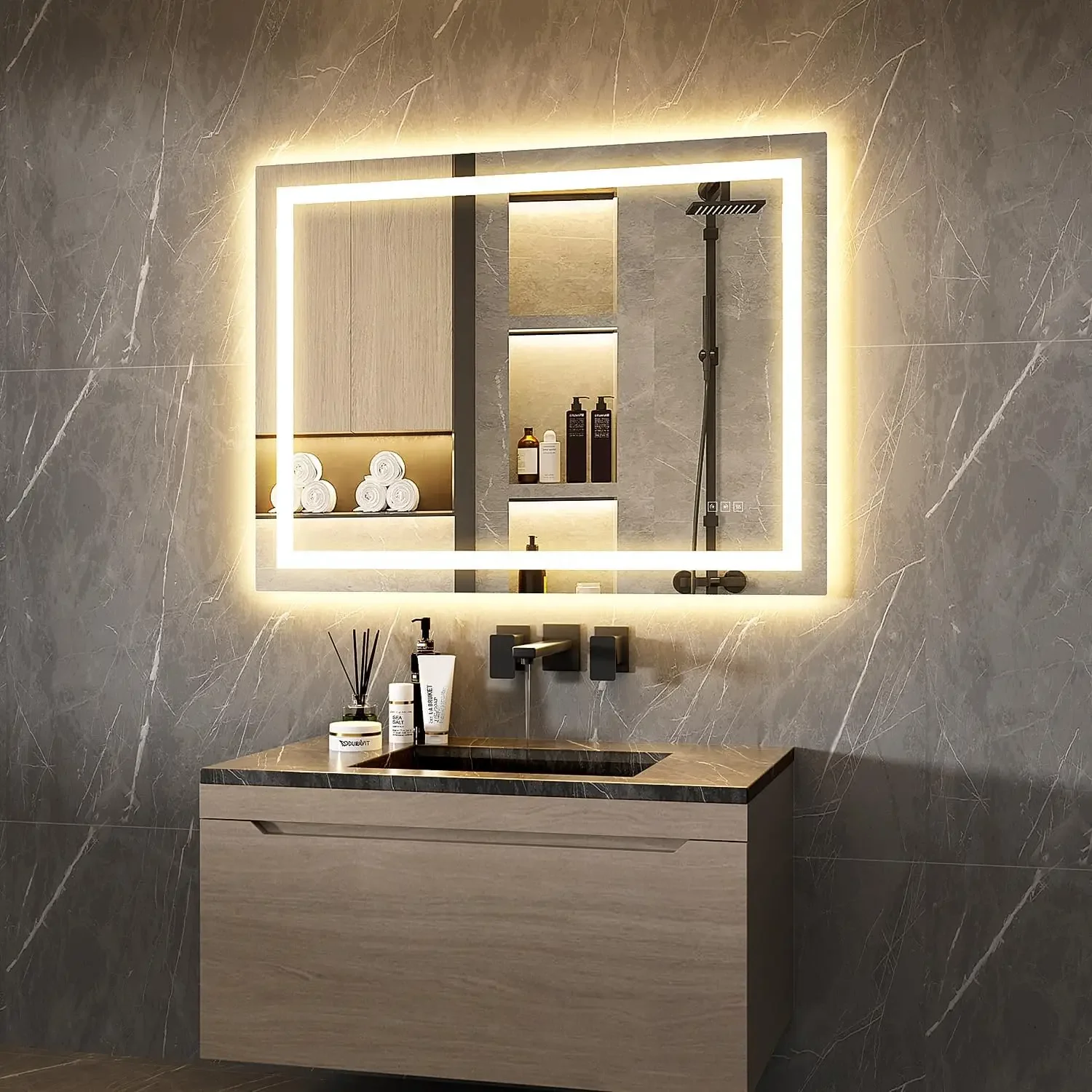 

Commercial LED Bathroom Mirror, 48"L X 36"W, Various Size Optional, Vanity Mirror With Fashion Backlit & Front-Lighted