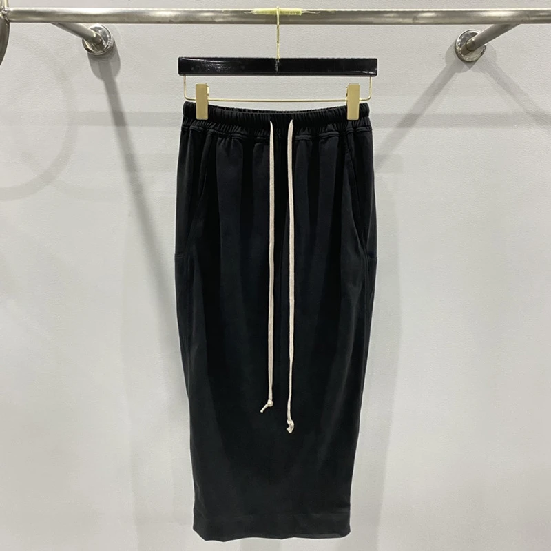 

2024 New Skirt Women Black Cotton Knit Back Slit Pencil RO Style Trendy Designer Brand Gothic luxury Minimalist Edgy aesthetic