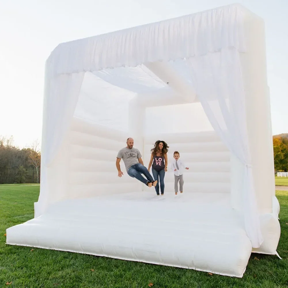 

Customized 2021 new designed outdoor adults white inflatable wedding jumper bounce house bouncy jumping castle