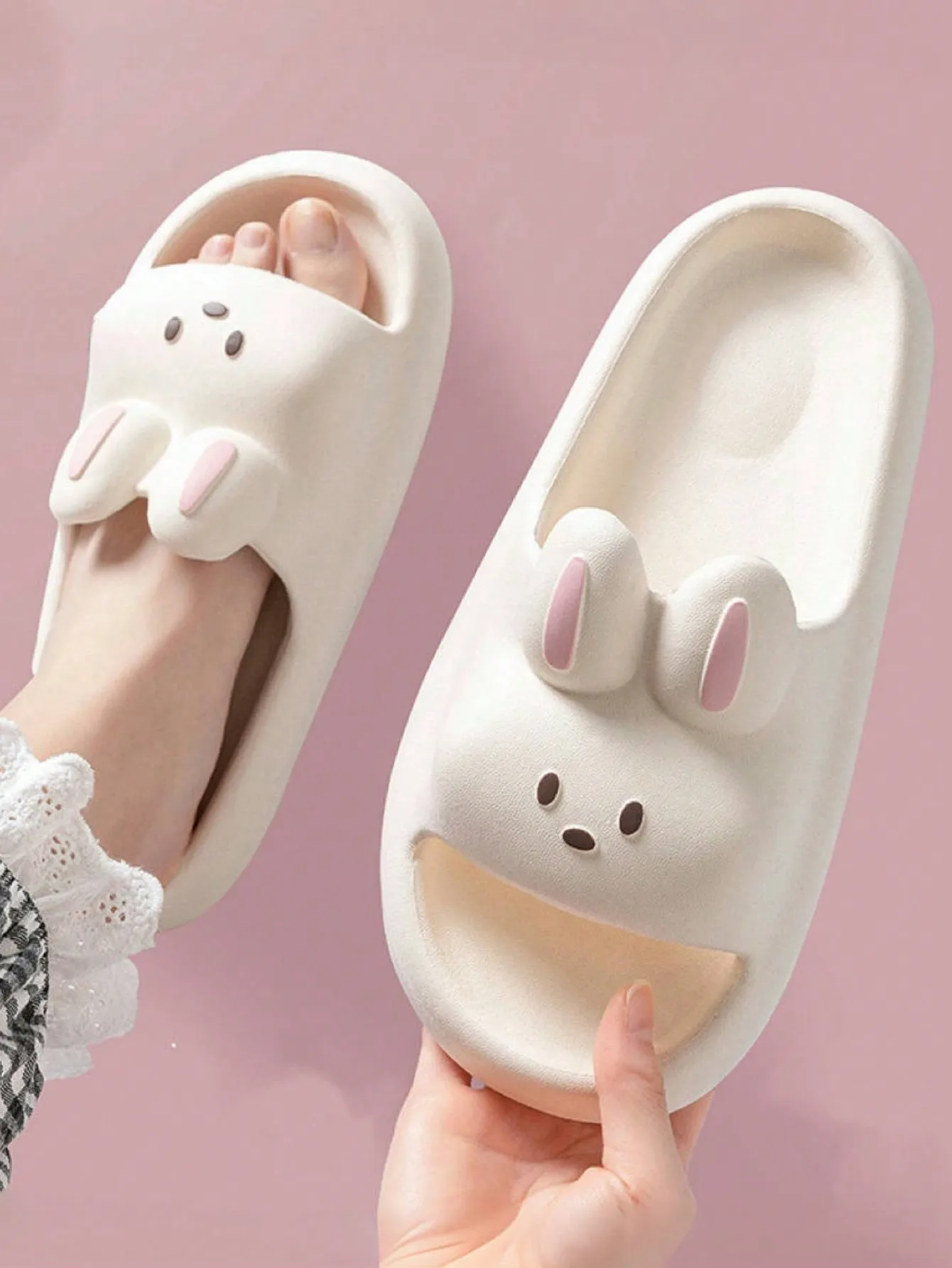 

Тапочки с милым кроликом для мальчиков и девочек, нескользящие, мягкие и удобные домашние сандалии из ЭВА для ванной комнаты и душа