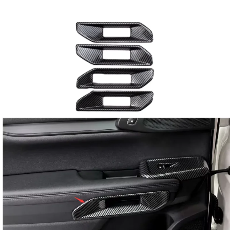 

4PCS ABS Carbon Fiber Color Interior Door Handle Door Armrest Panel Cover Trim Interior Decorative for Ford Ranger T9 2023-2024