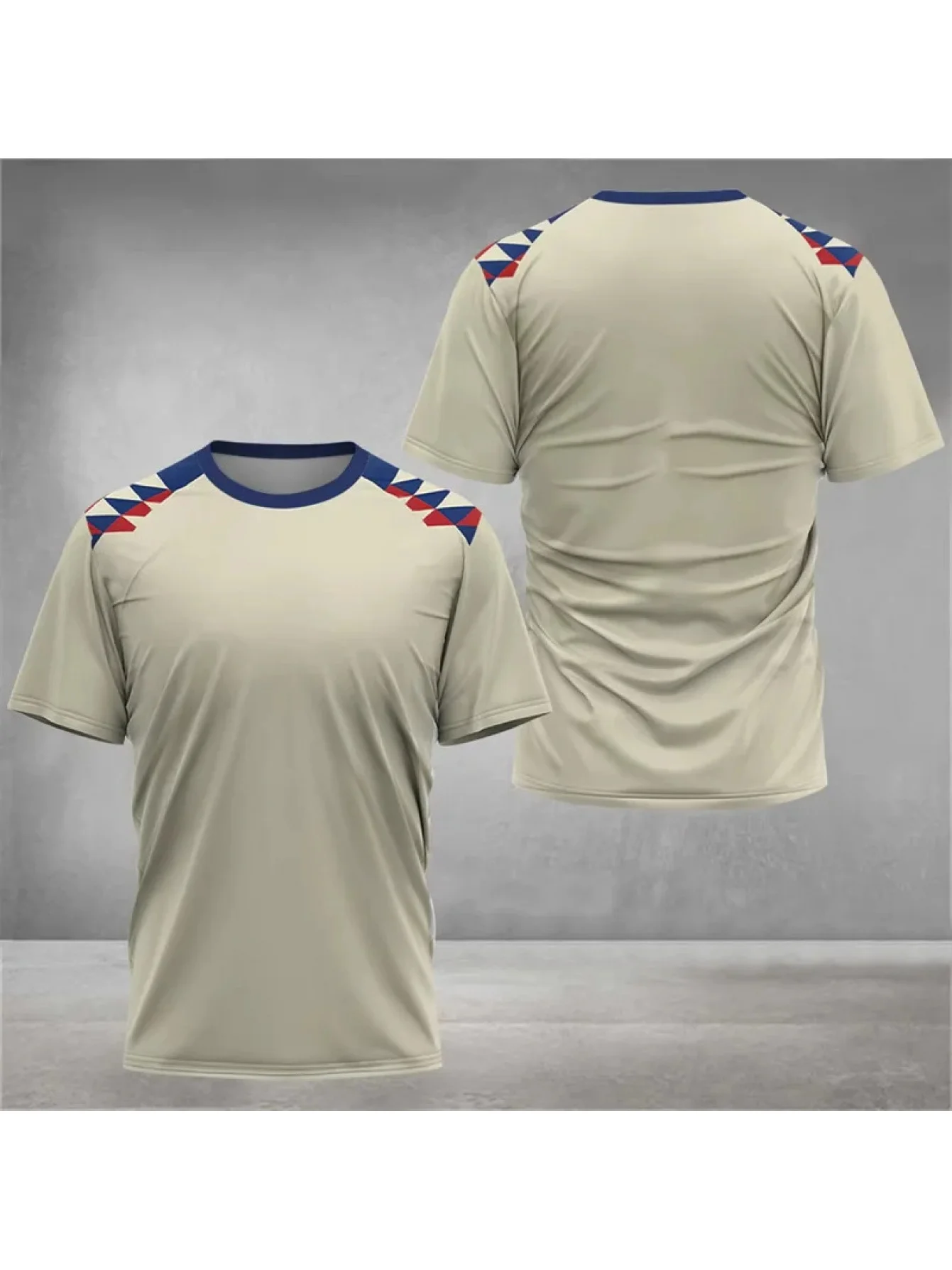 Men Quick Dry High Elastic Sport T Shirt Horizontal Stripe Color Block Print Breathable Training Top